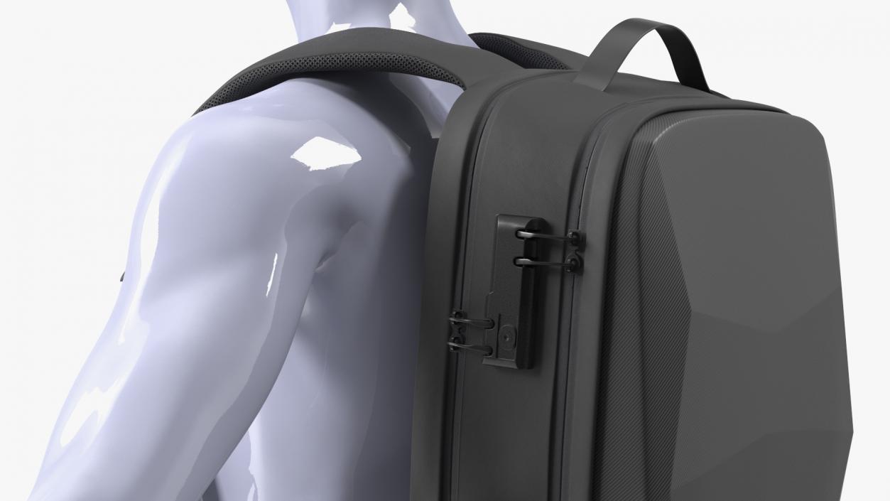 3D model Hard Shell Laptop Backpack Black on Mannequin