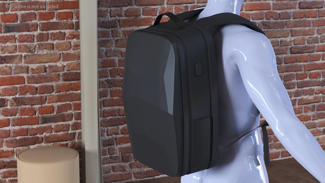 3D model Hard Shell Laptop Backpack Black on Mannequin