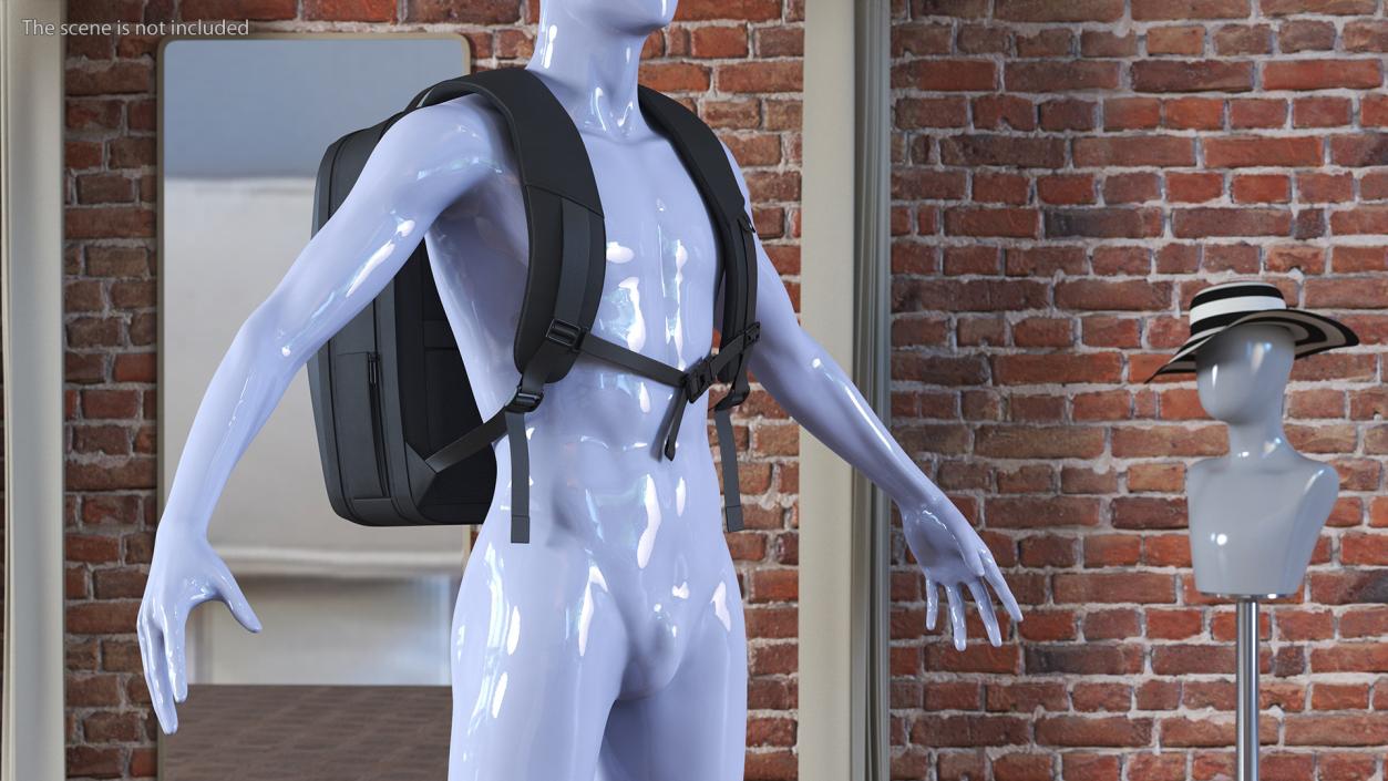 3D model Hard Shell Laptop Backpack Black on Mannequin