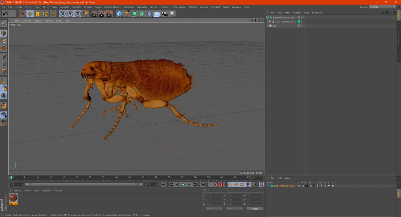 Flea Walking Pose 3D