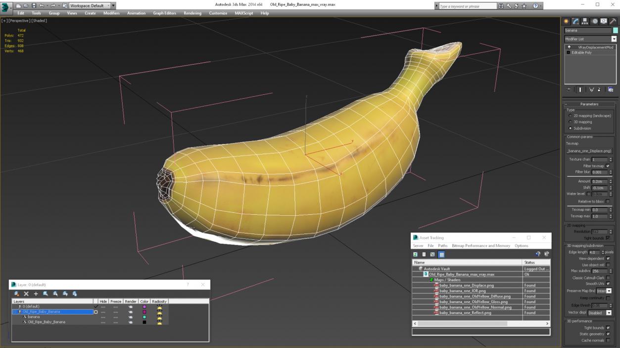 3D model Old Ripe Baby Banana