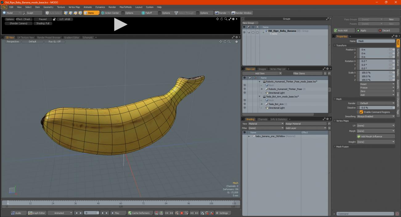 3D model Old Ripe Baby Banana