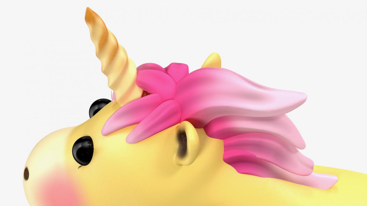 3D model Yellow Cartoon Unicorn Walking Pose