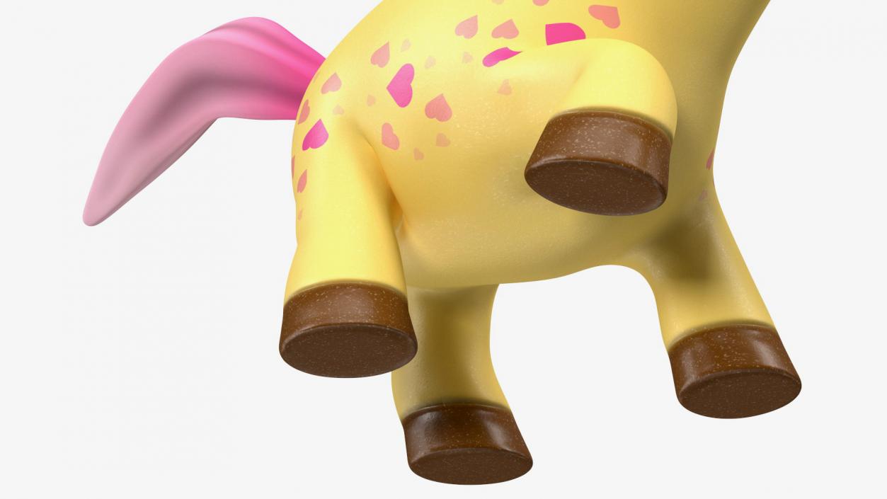 3D model Yellow Cartoon Unicorn Walking Pose