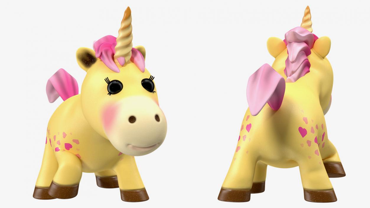 3D model Yellow Cartoon Unicorn Walking Pose