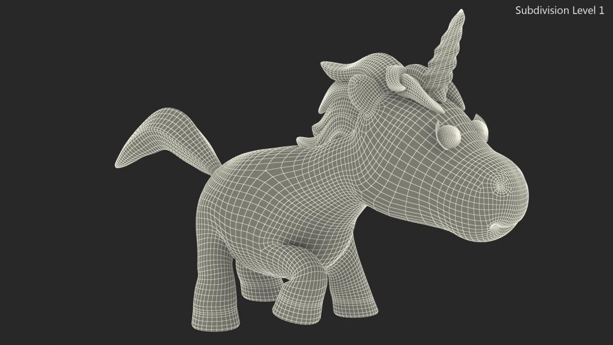 3D model Yellow Cartoon Unicorn Walking Pose