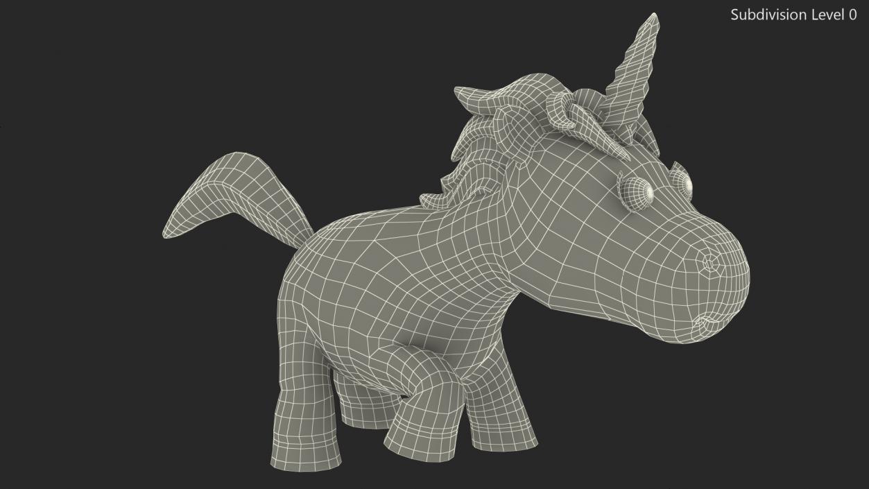 3D model Yellow Cartoon Unicorn Walking Pose