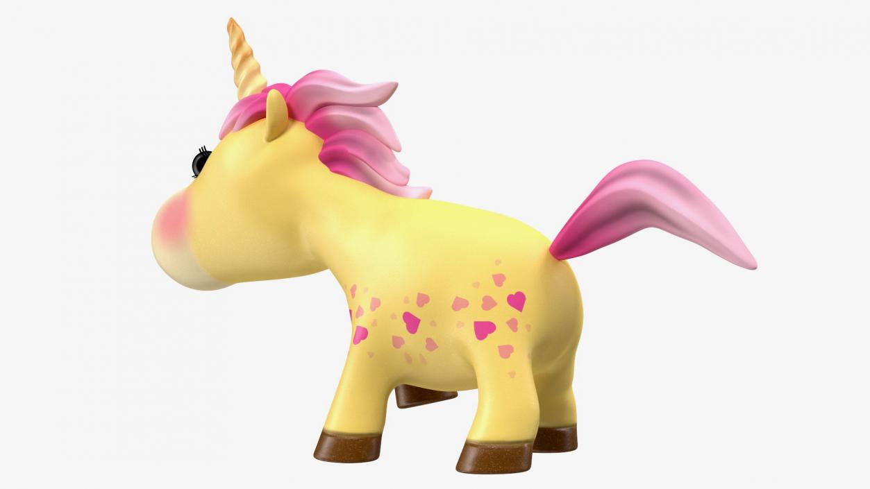 3D model Yellow Cartoon Unicorn Walking Pose