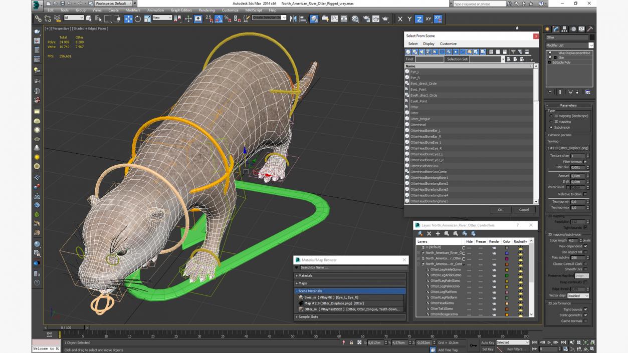 3D North American River Otter Rigged model