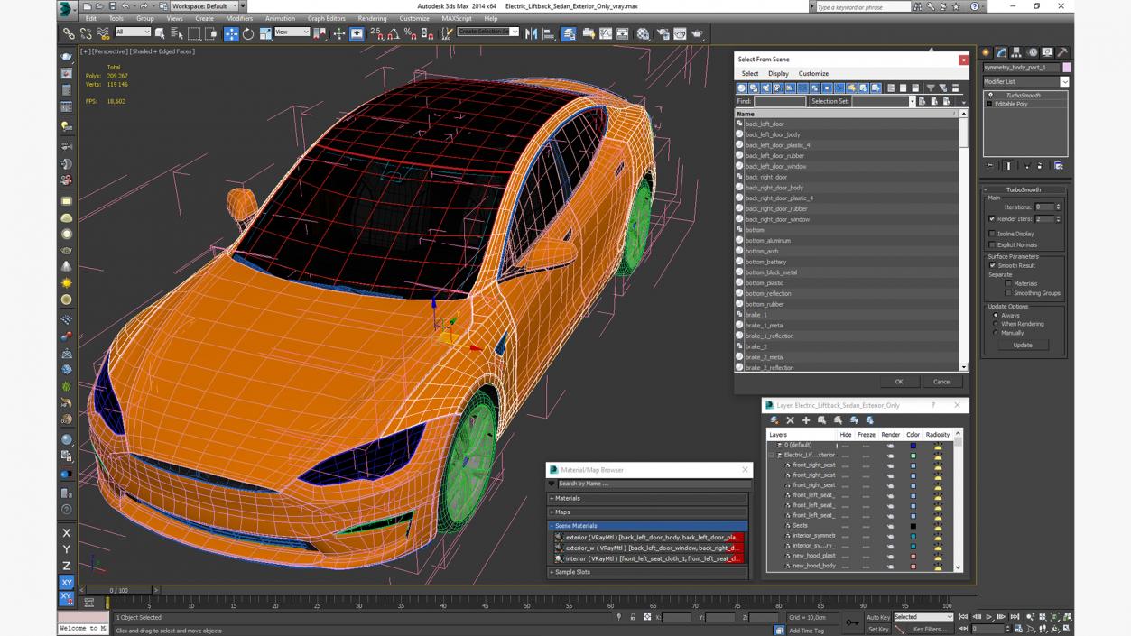 Electric Liftback Sedan Exterior Only 3D