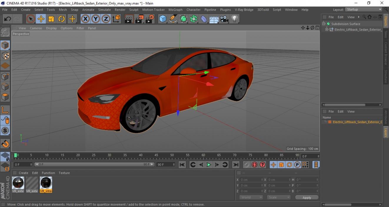 Electric Liftback Sedan Exterior Only 3D