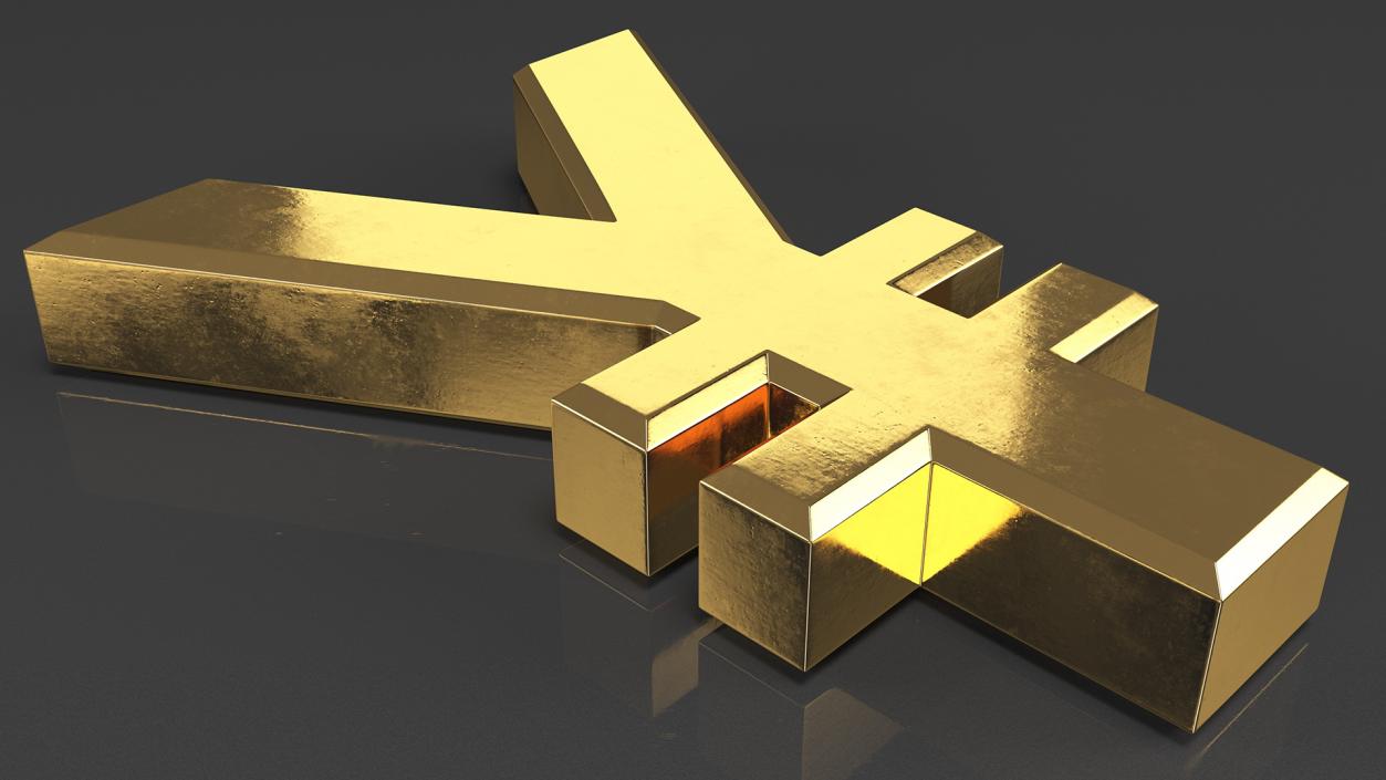 Golden Currency Symbols Collection 3D model