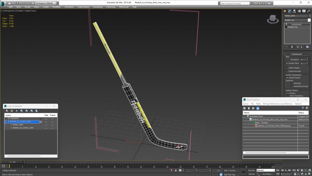 3D Reebok Ice Hockey Stick model