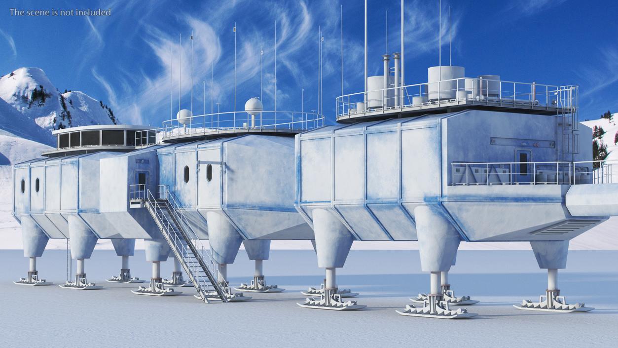 3D model Antarctic Station Halley VI in Snow