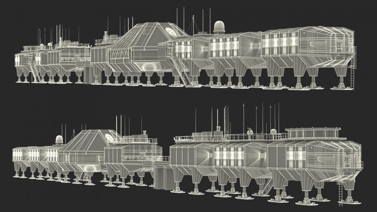 3D model Antarctic Station Halley VI in Snow