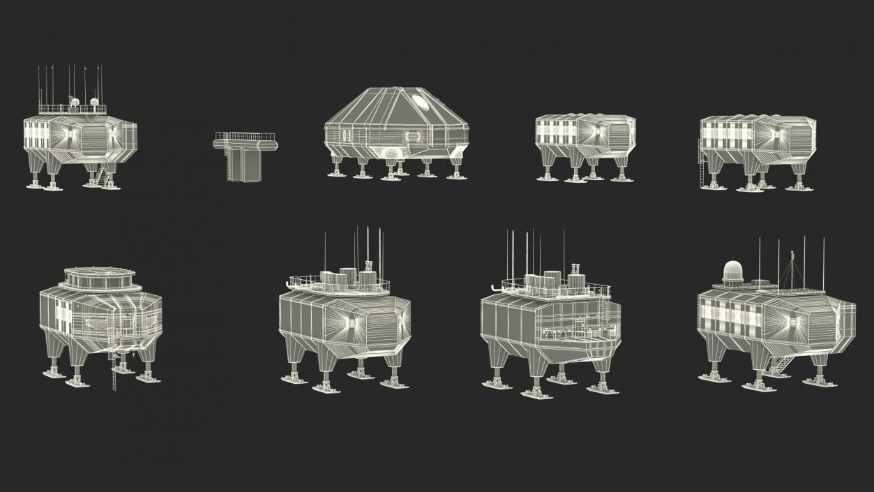 3D model Antarctic Station Halley VI in Snow