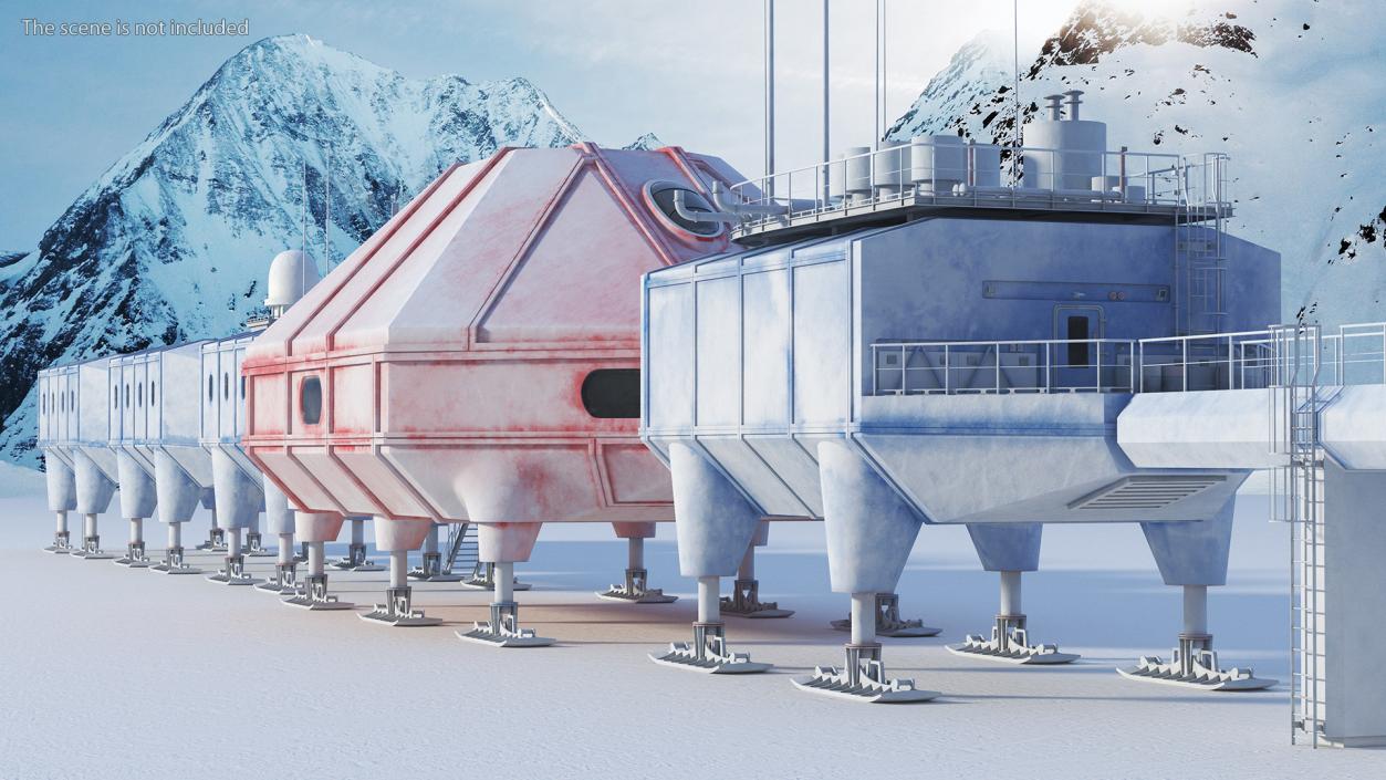 3D model Antarctic Station Halley VI in Snow