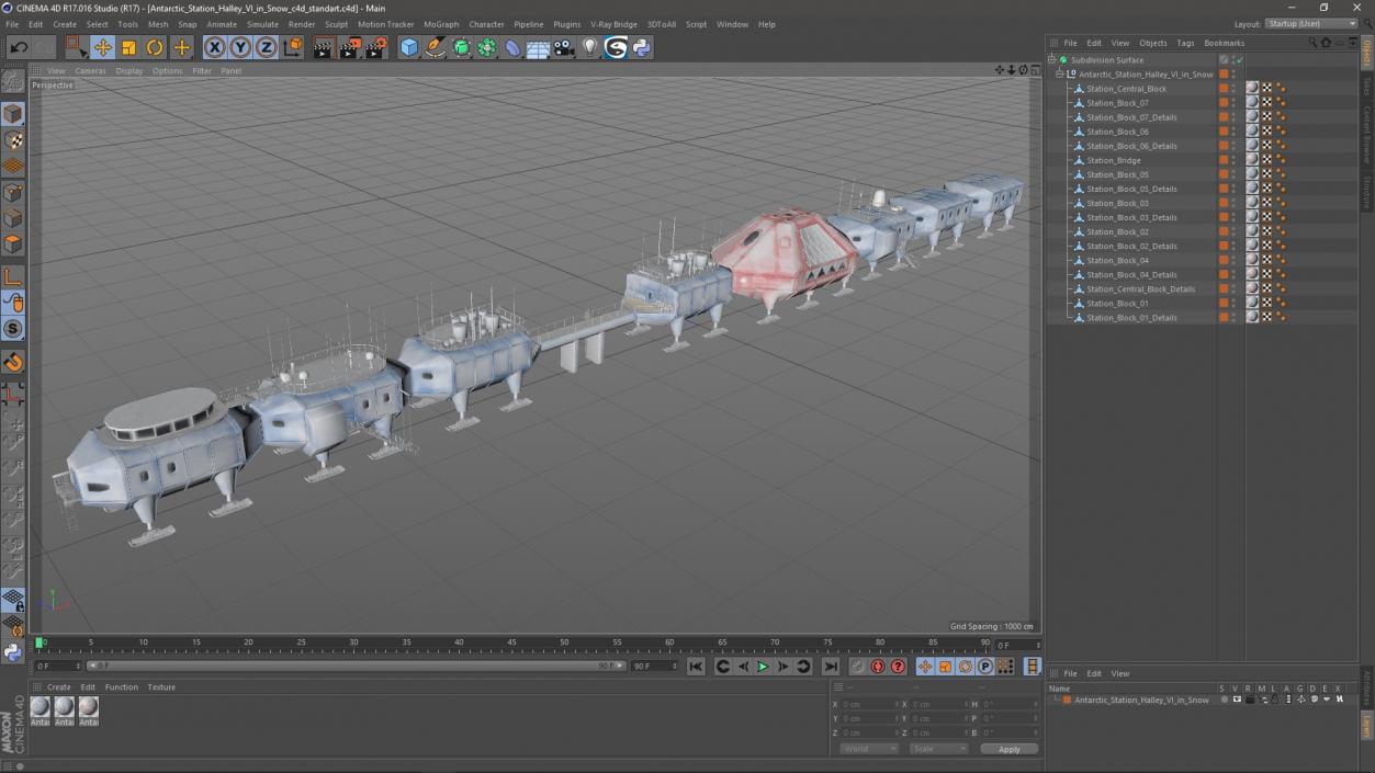 3D model Antarctic Station Halley VI in Snow