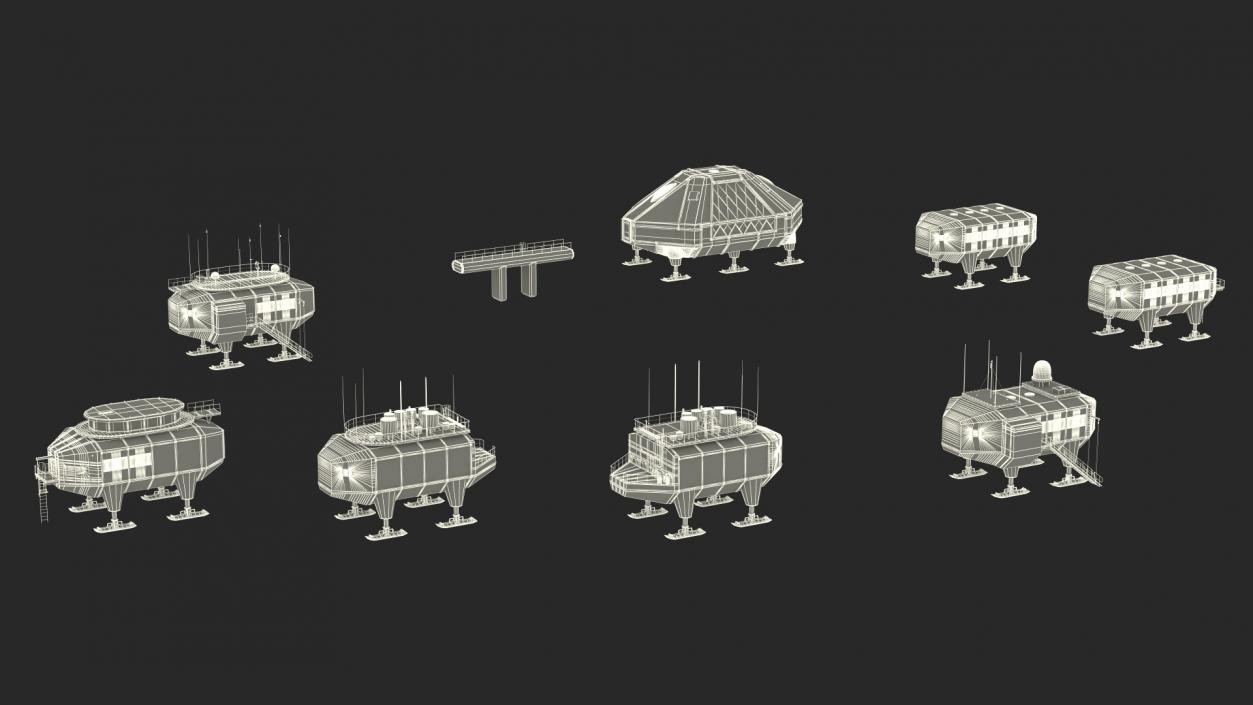 3D model Antarctic Station Halley VI in Snow