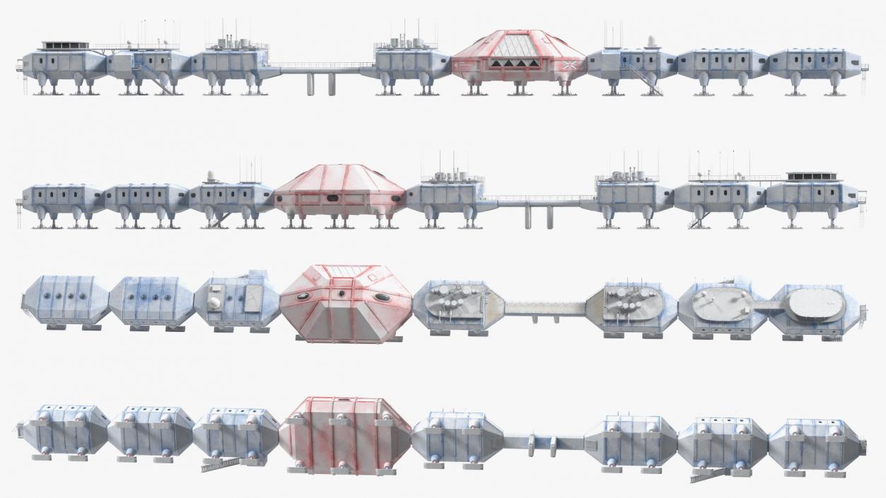 3D model Antarctic Station Halley VI in Snow