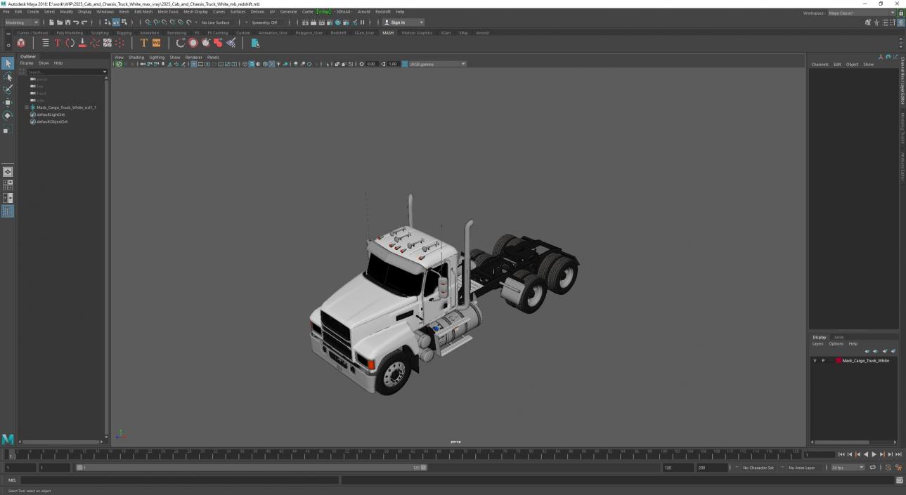 2025 Cab and Chassis Truck White 3D