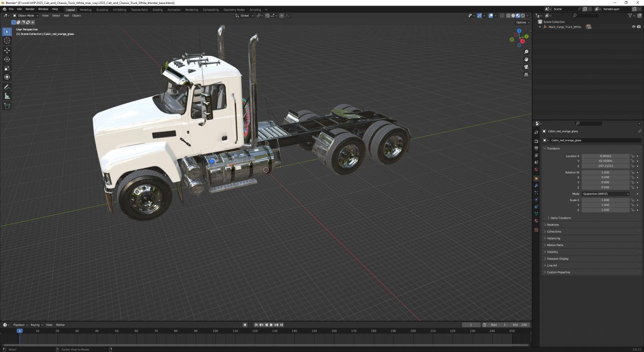 2025 Cab and Chassis Truck White 3D