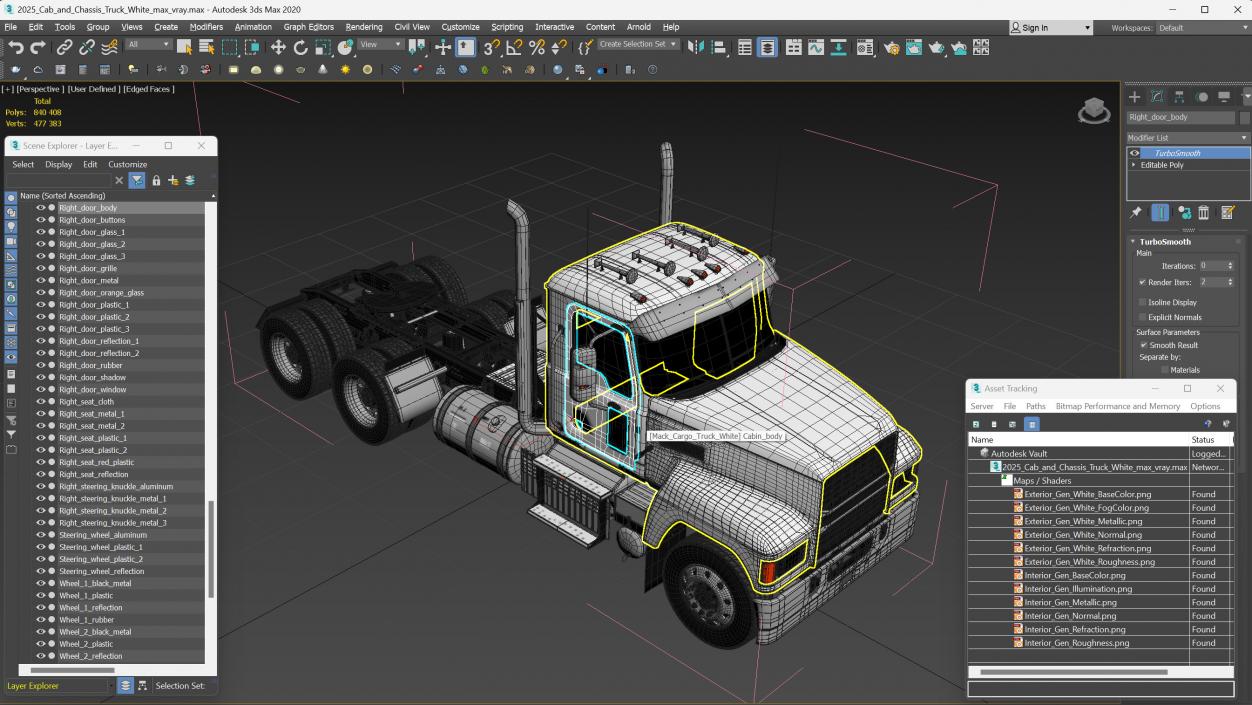 2025 Cab and Chassis Truck White 3D