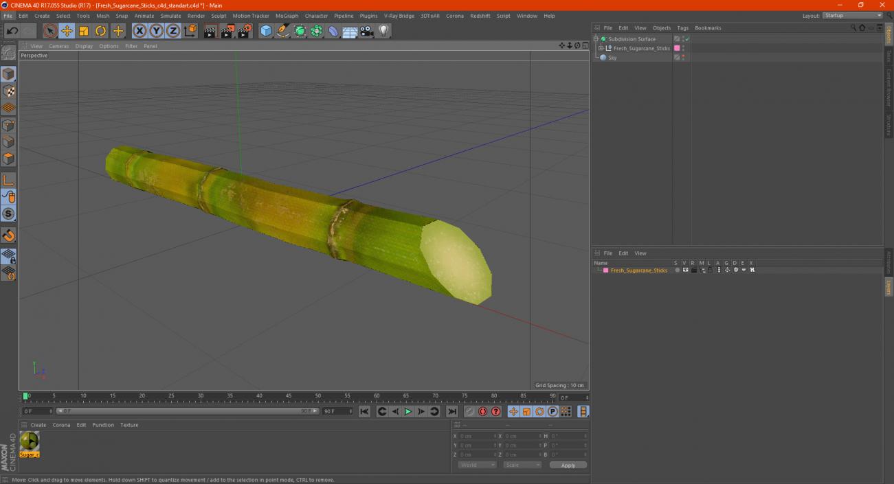 3D Green Sugarcane Stick