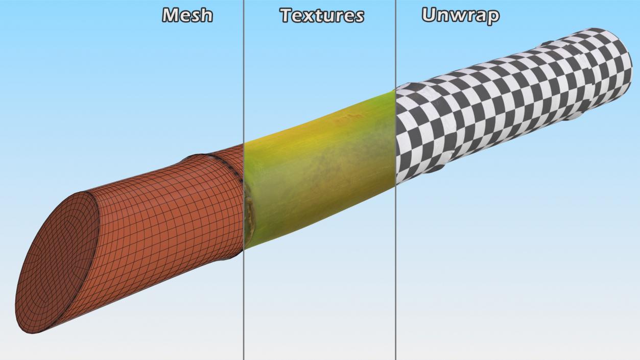 3D Green Sugarcane Stick