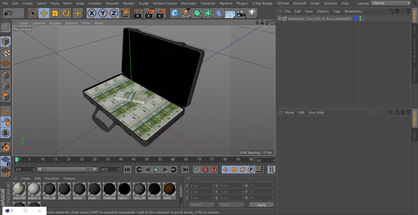 Aluminum Case Full of Euro Money 3D