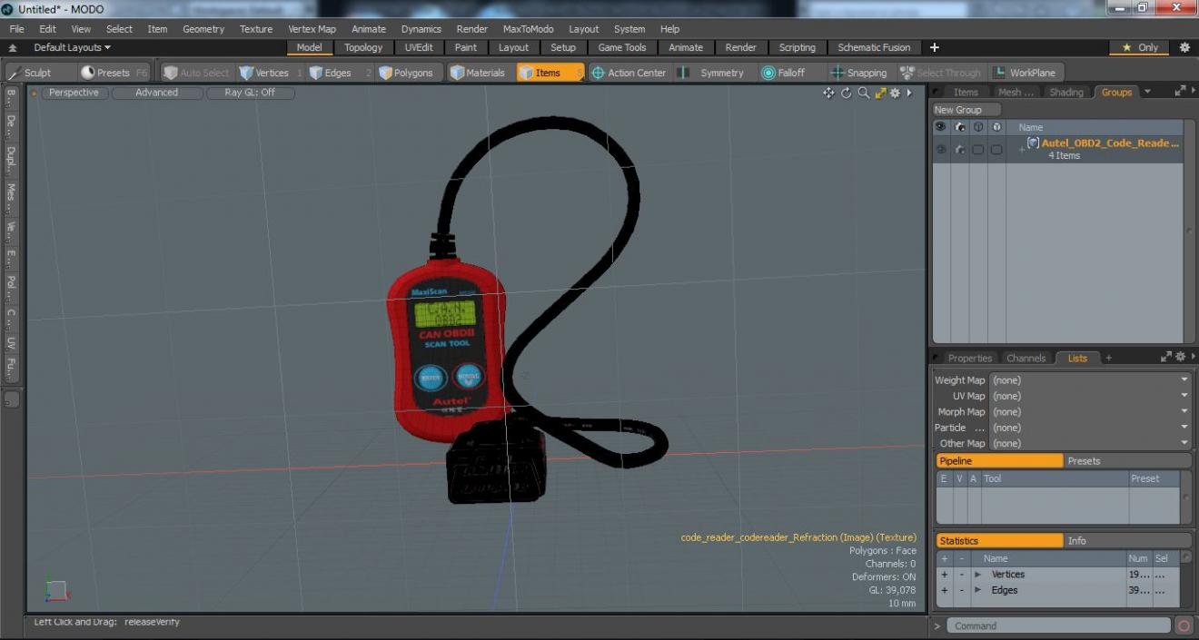 3D model Autel OBD2 Code Reader Vertical Position