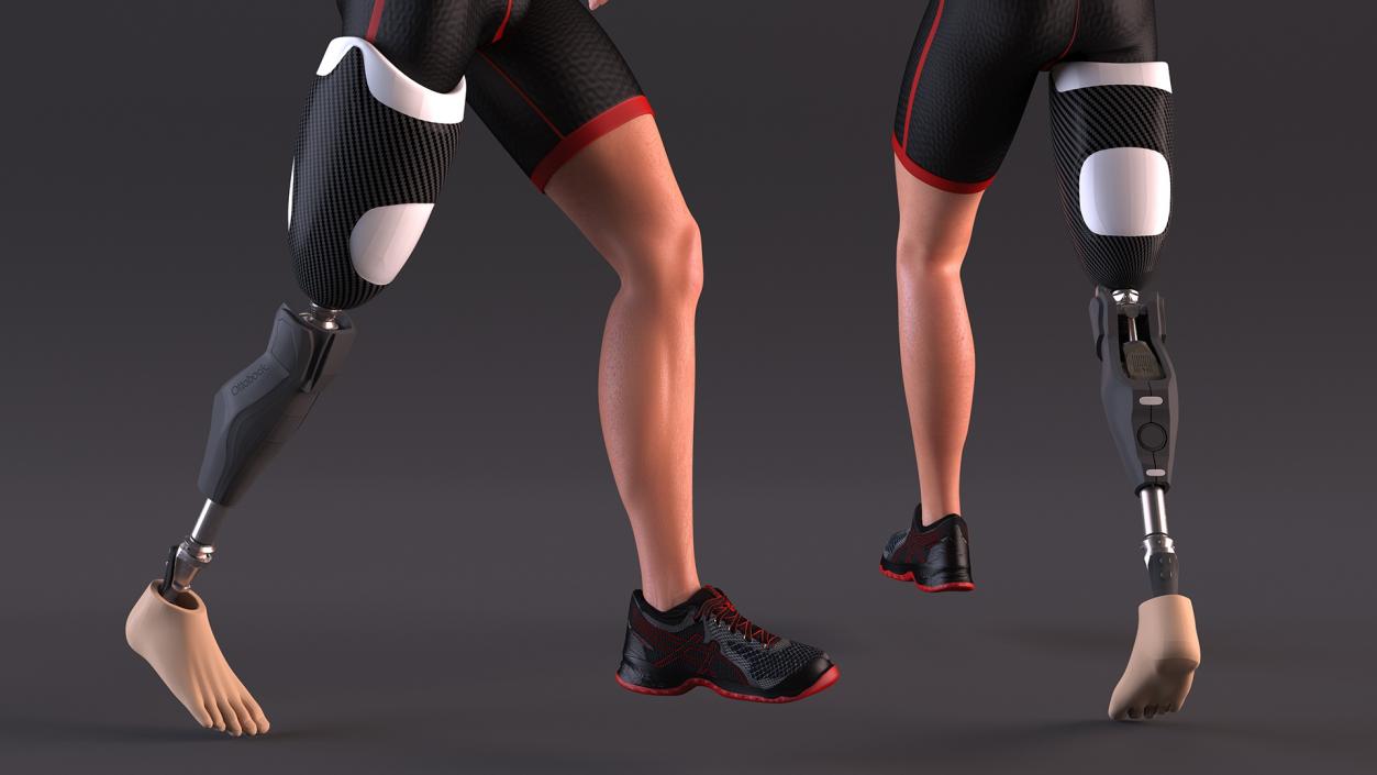 3D Athlete Wearing Prosthetic Leg Running Pose model