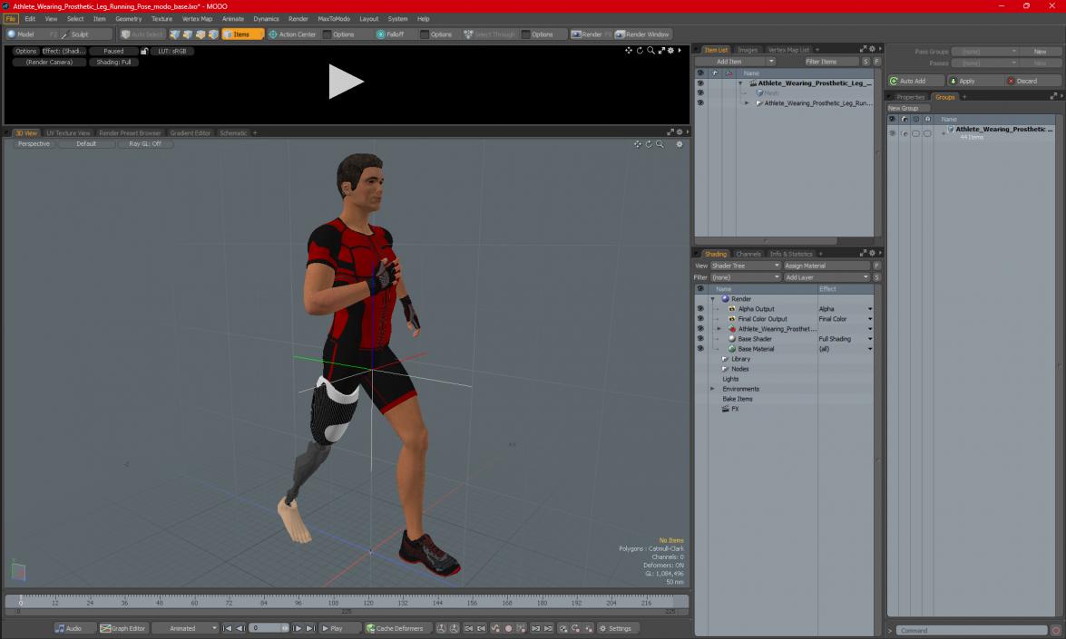 3D Athlete Wearing Prosthetic Leg Running Pose model