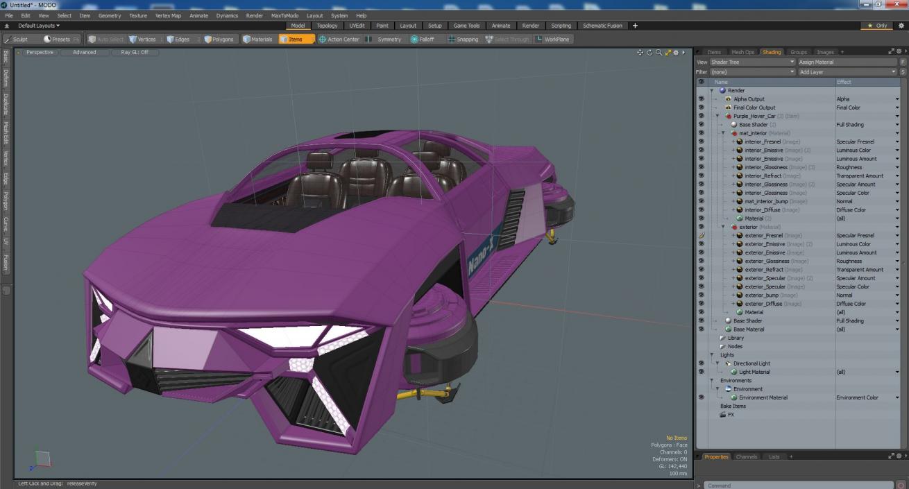 3D Purple Hover Car