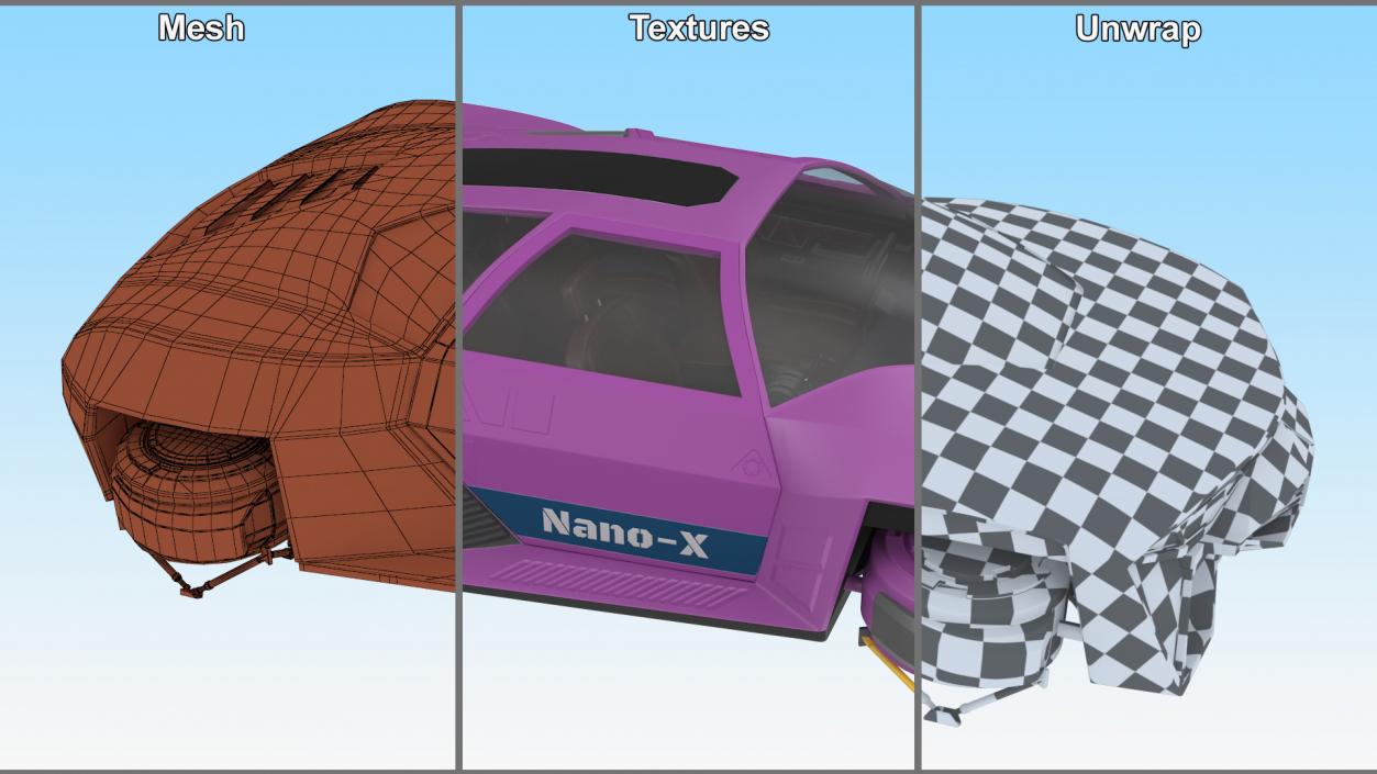 3D Purple Hover Car