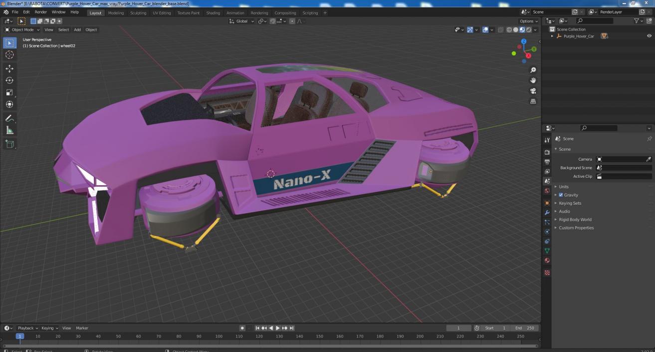 3D Purple Hover Car