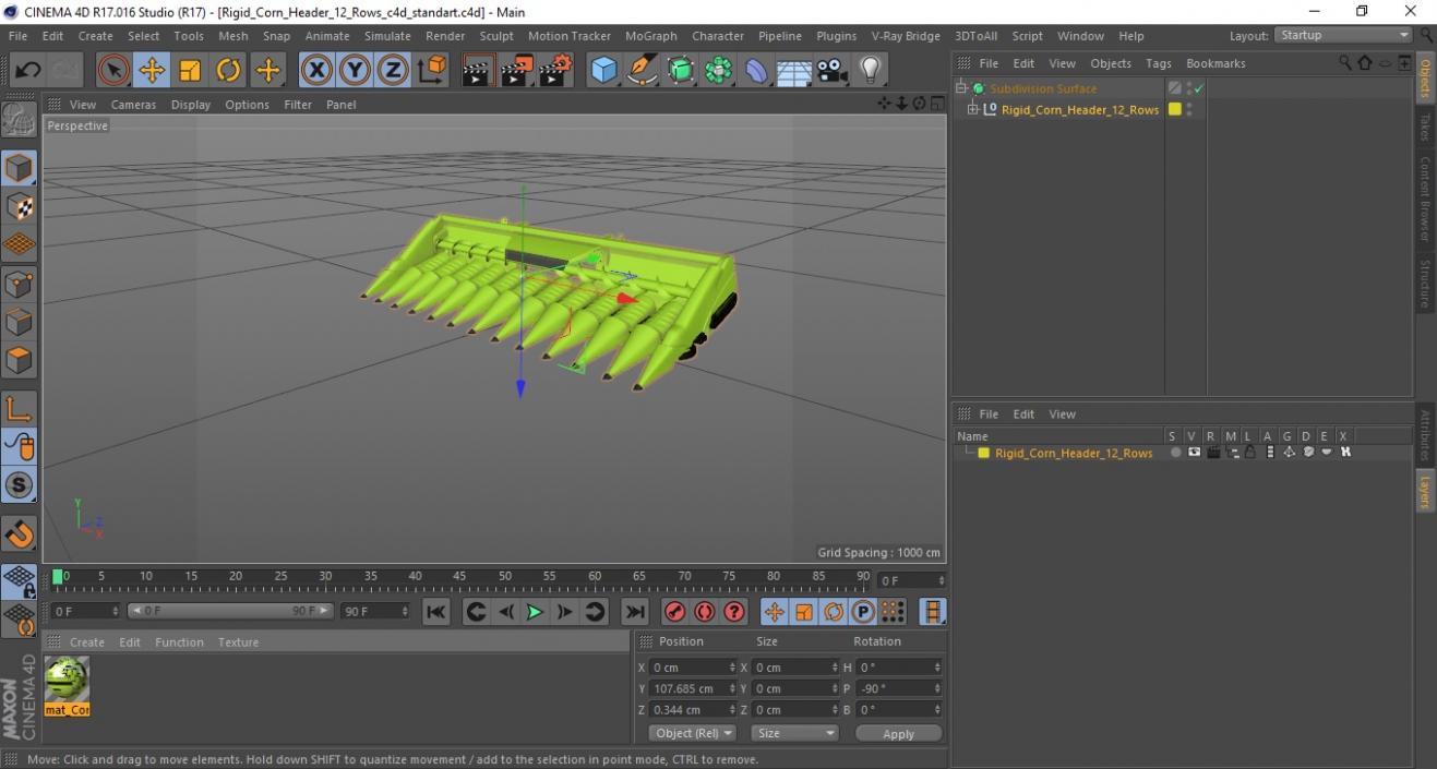 3D model Rigid Corn Header 12 Rows