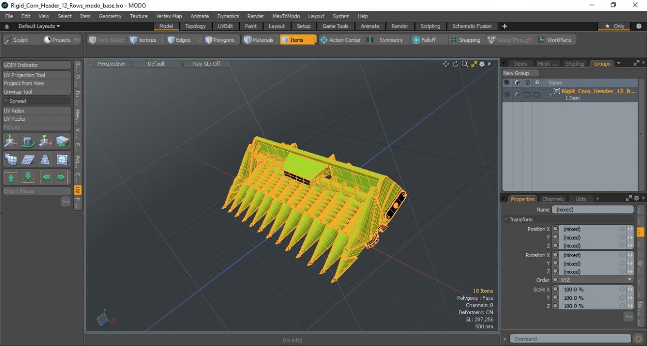 3D model Rigid Corn Header 12 Rows