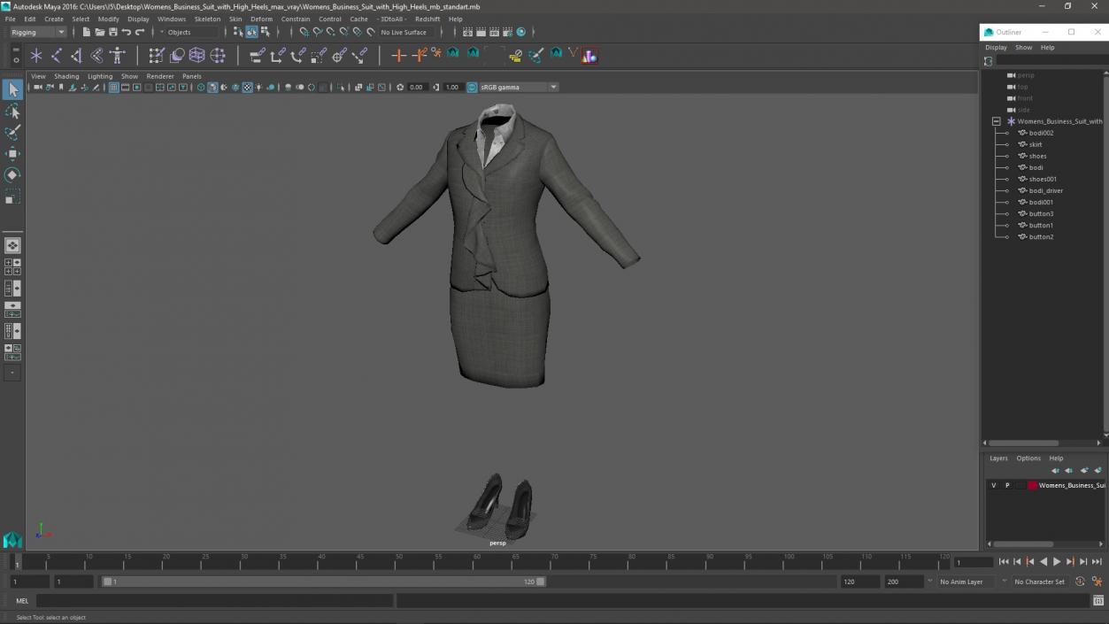 3D Womens Business Suit with High Heels