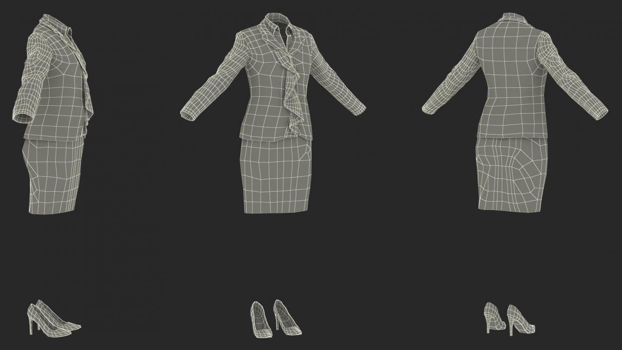 3D Womens Business Suit with High Heels