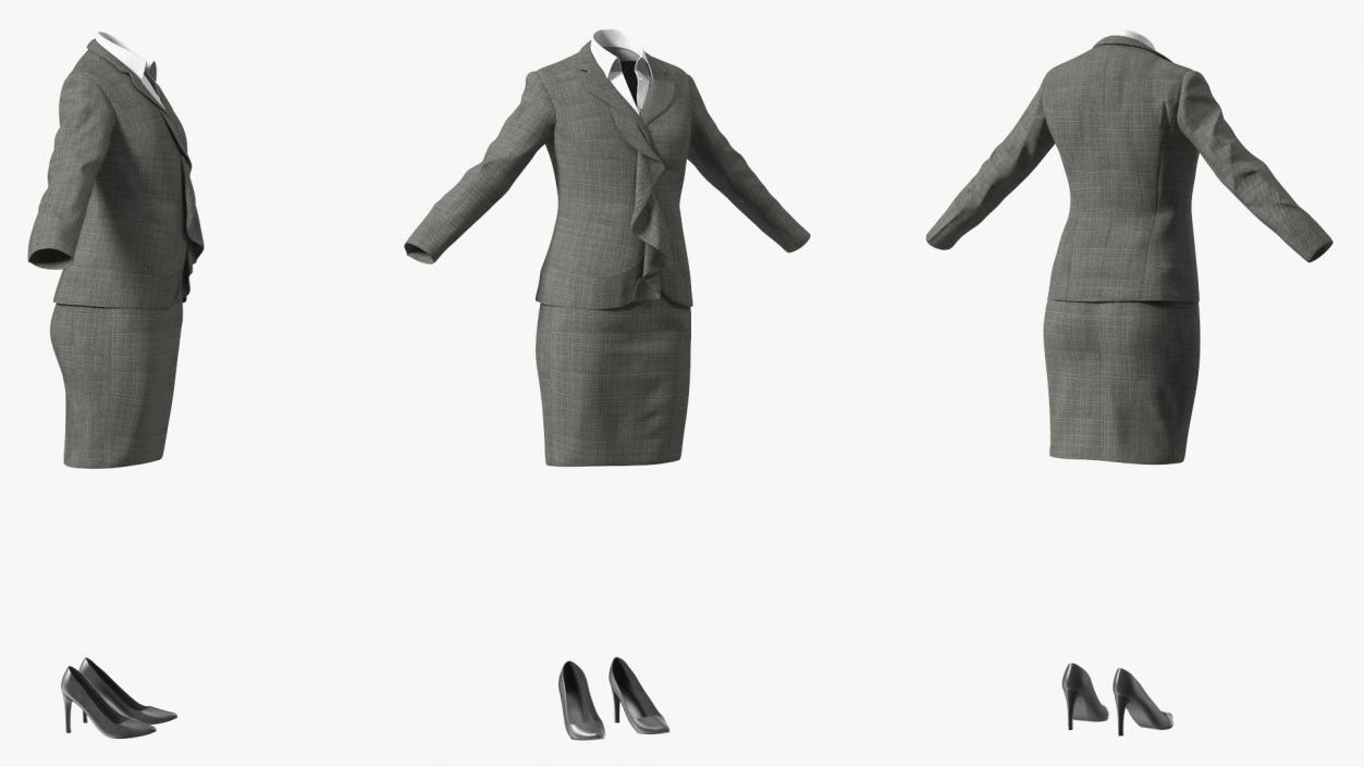 3D Womens Business Suit with High Heels