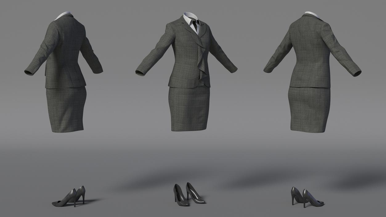 3D Womens Business Suit with High Heels