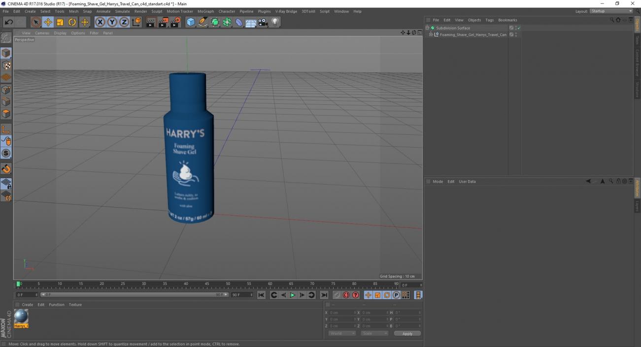 3D model Foaming Shave Gel Harrys Travel Can