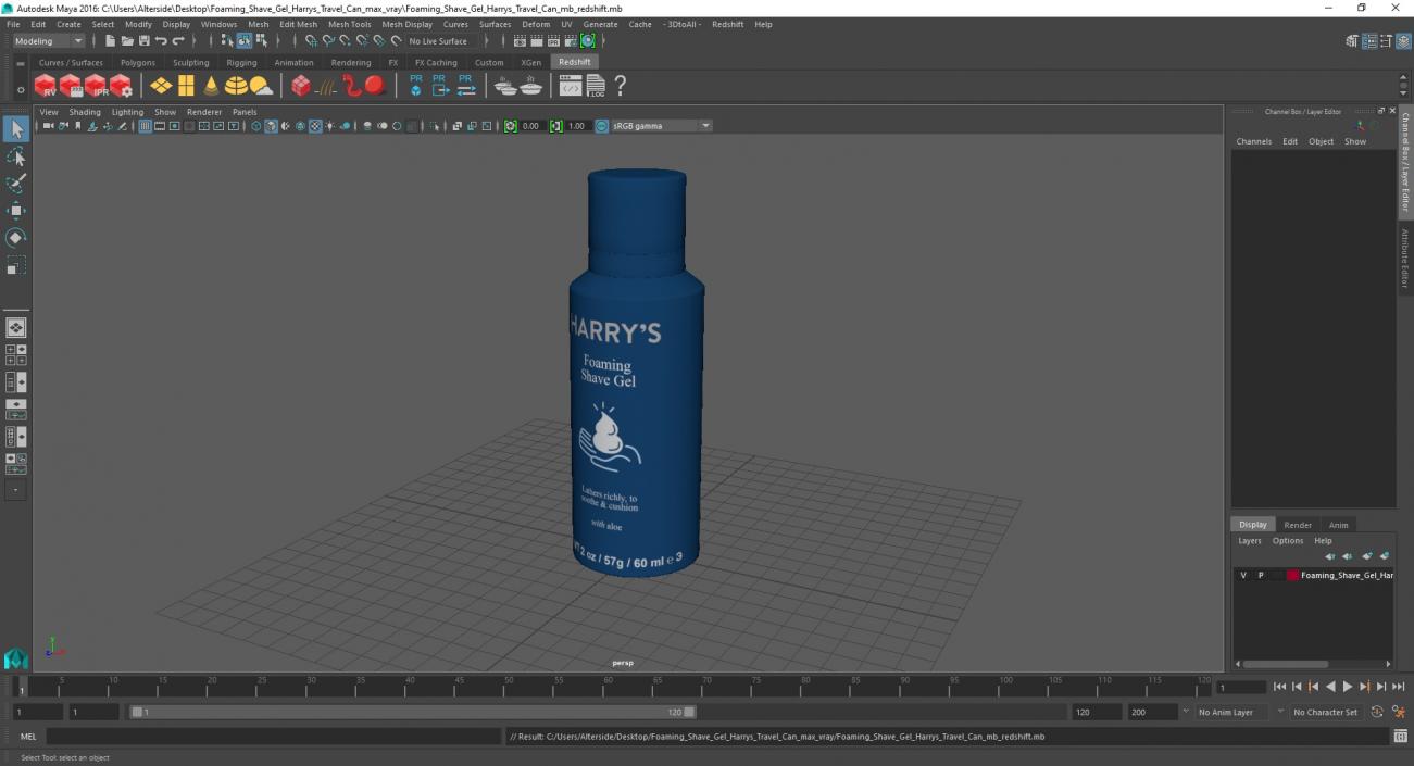 3D model Foaming Shave Gel Harrys Travel Can