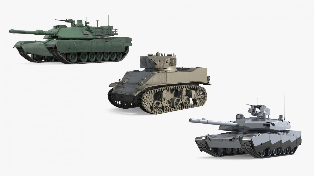 3D Rigged US Tanks Collection 2 model