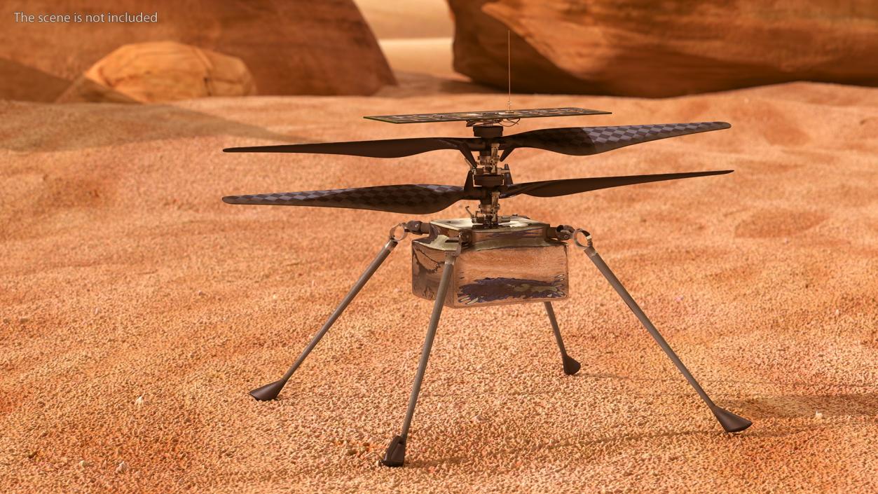 3D NASA Ingenuity Mars Helicopter Dusty