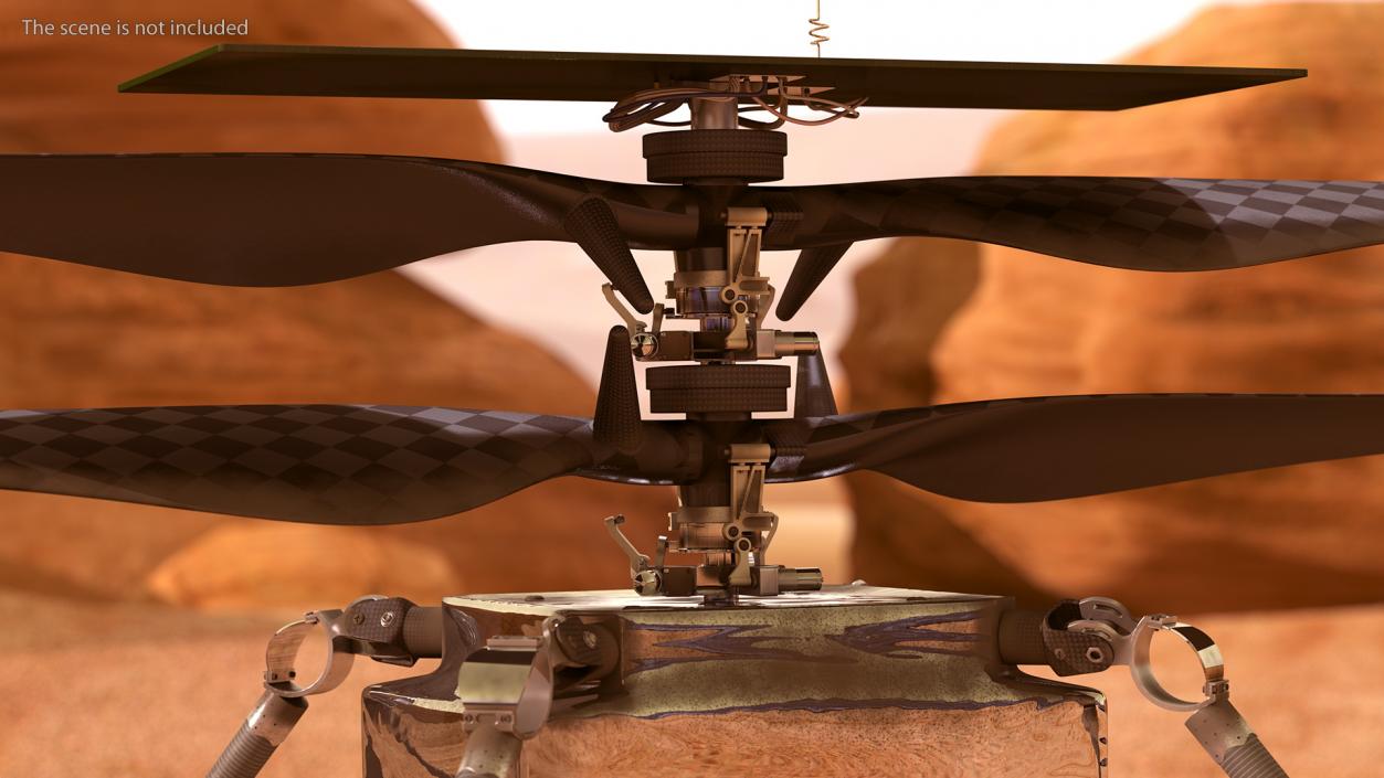 3D NASA Ingenuity Mars Helicopter Dusty