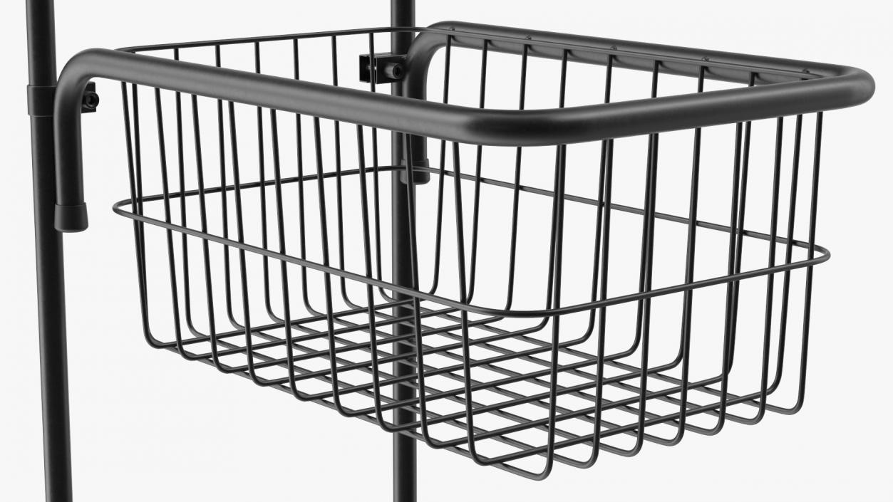 3D model Mini Trolley with Shelf and Basket Black