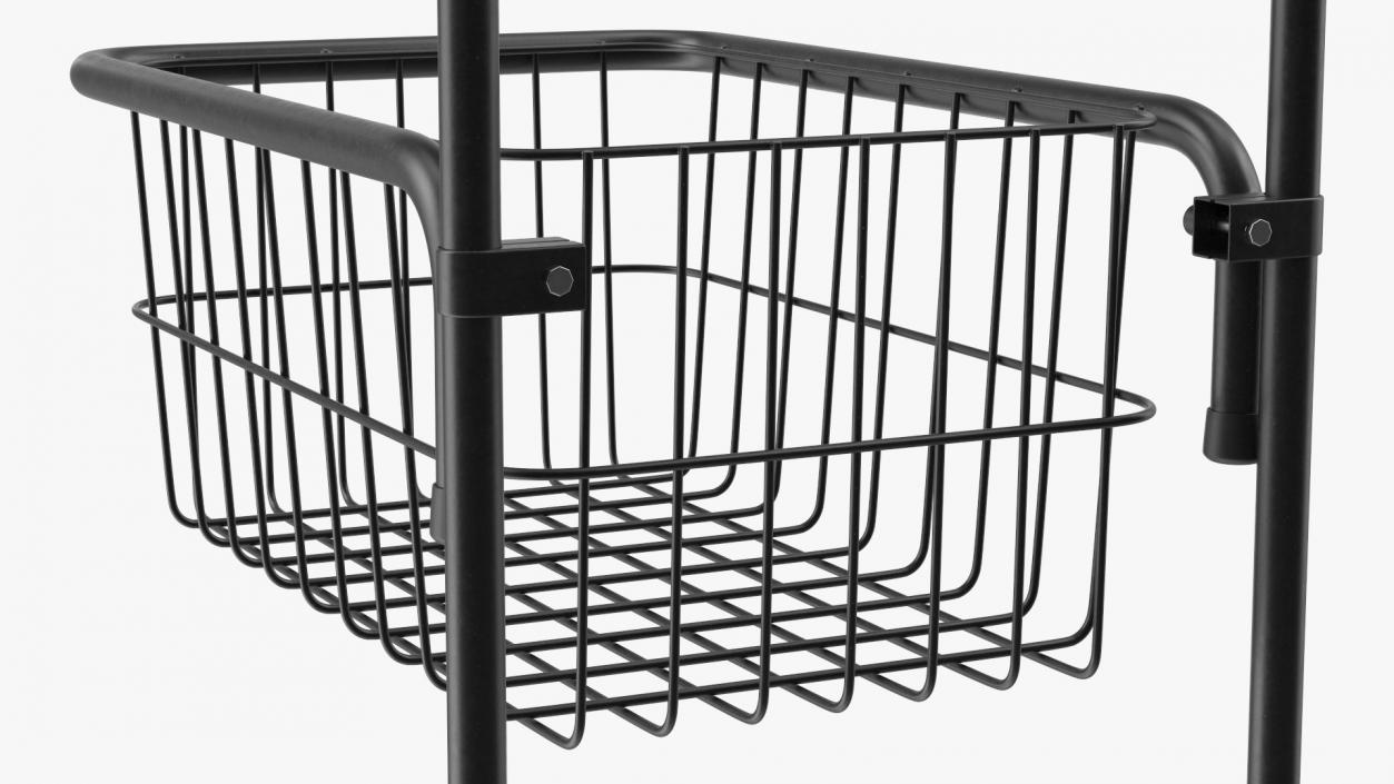 3D model Mini Trolley with Shelf and Basket Black