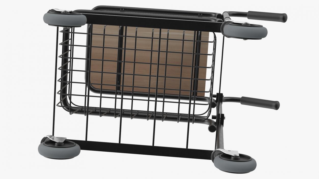 3D model Mini Trolley with Shelf and Basket Black